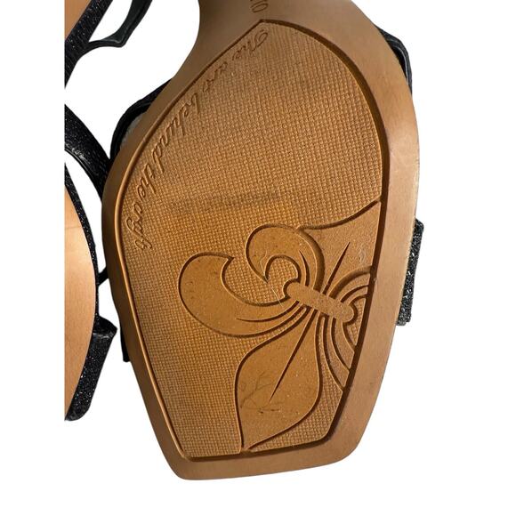 Franco Sarto Women's Size 6 Rania 2 Stilleto Square Cut‎ Out Heels Black Shimmer - Picture 8 of 10